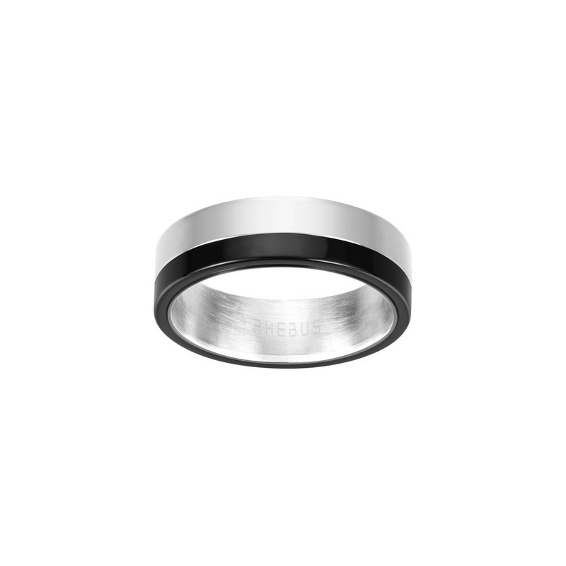 Phebus - Bague acier et céramique noire 15/0286