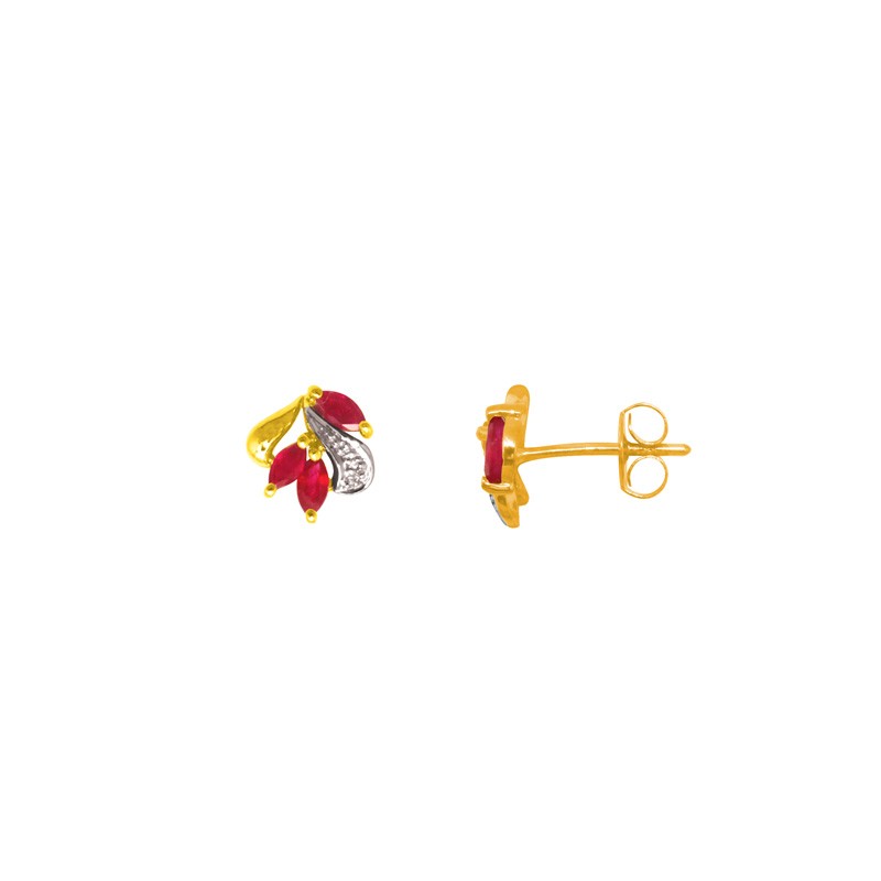 Boucles d'oreilles Carador or jaune 375/000 et Rubis
