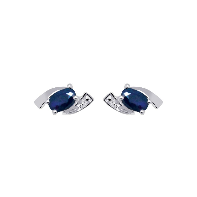 Boucles d'oreilles Carador or blanc 375/000 Oxydes et Saphir