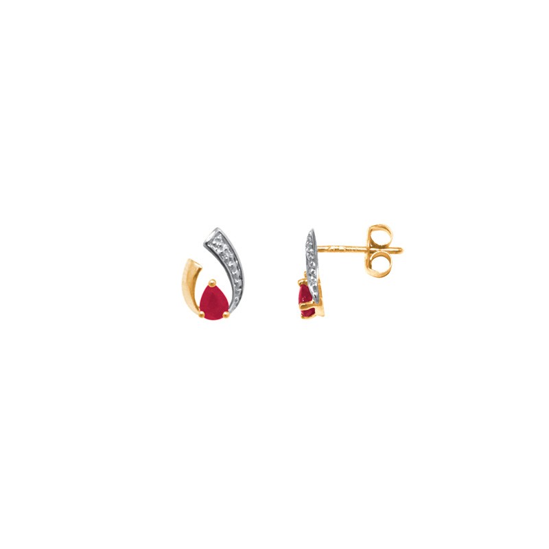 Boucles d'oreilles Classique Carador Or jaune 375/000 et rubis