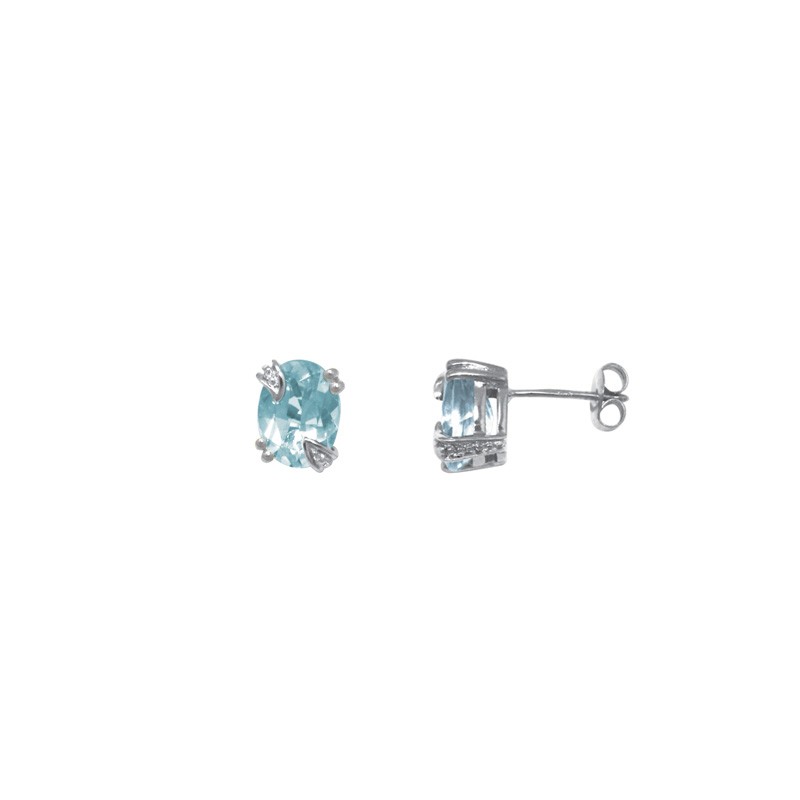 Boucles d'oreilles Carador, Topaze, Or Blanc 375/000 et Oxydes de Zirconium