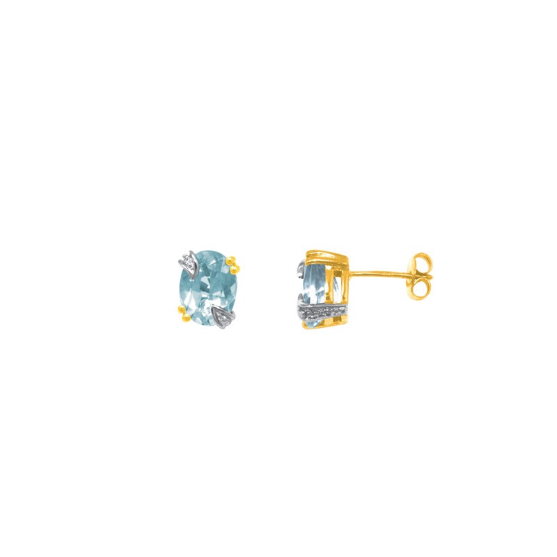 Boucles d'oreilles Carador, Topaze, Or jaune et blanc 375/000, Oxydes de Zirconium