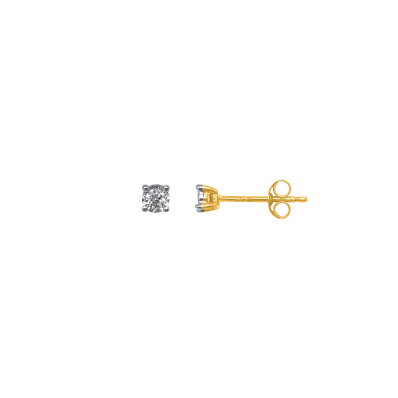 Boucles d'oreilles Carador Diamant 0,07 cts et or jaune 375/000