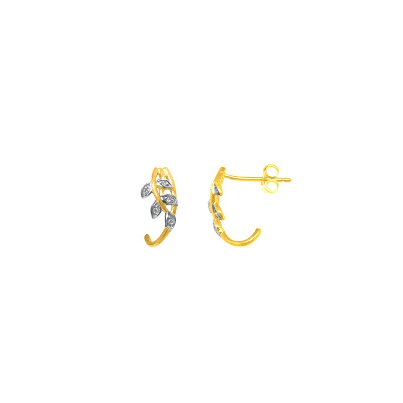 Boucles d'oreilles Carador Or bicolore 375/000 et diamant 0,03 cts