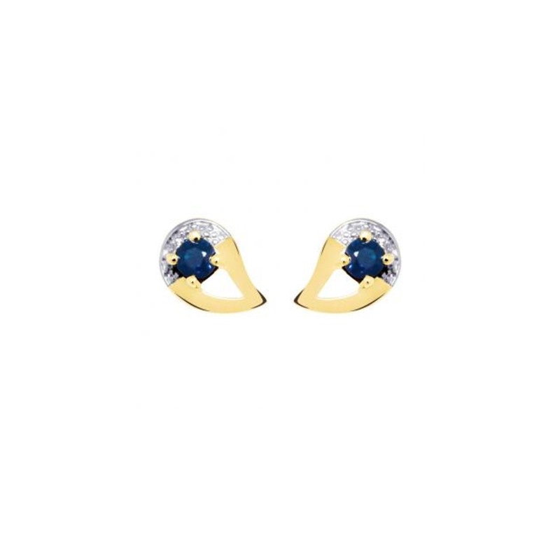 Boucles d'oreilles Carador Larme Deux ors 375/000 Saphir