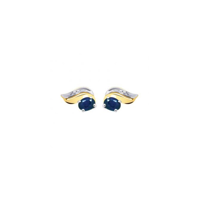 Boucles d'oreilles Carador Deux ors 375/000 et Saphir