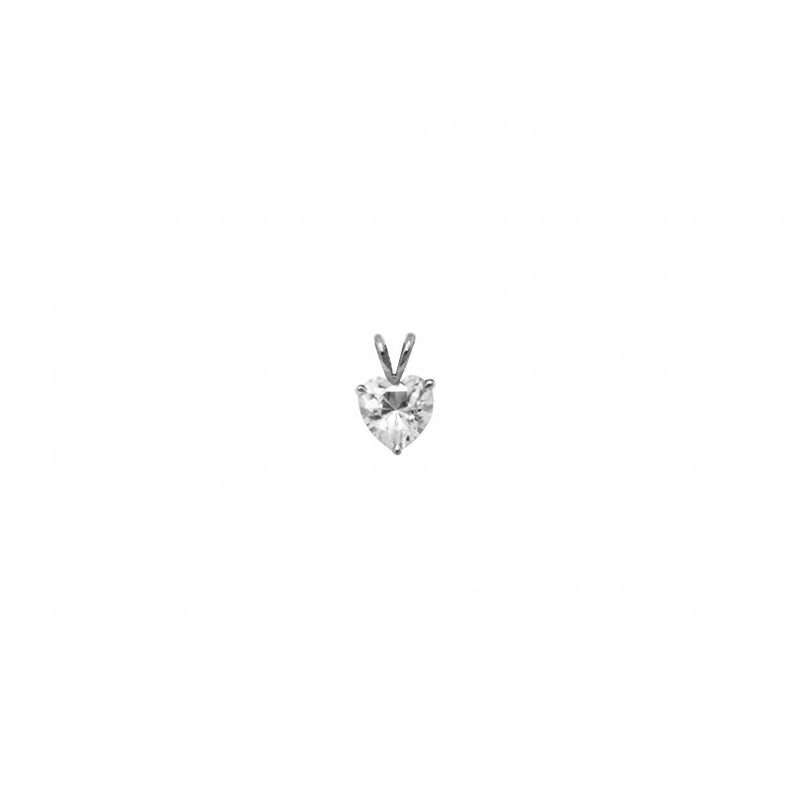 Pendentif or blanc 375/000 cœur et Oxyde de Zirconium