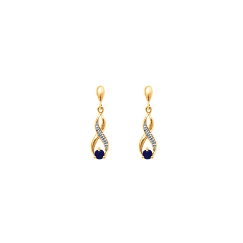 Boucles d'oreilles Carador pendantes Saphir et or 375/000