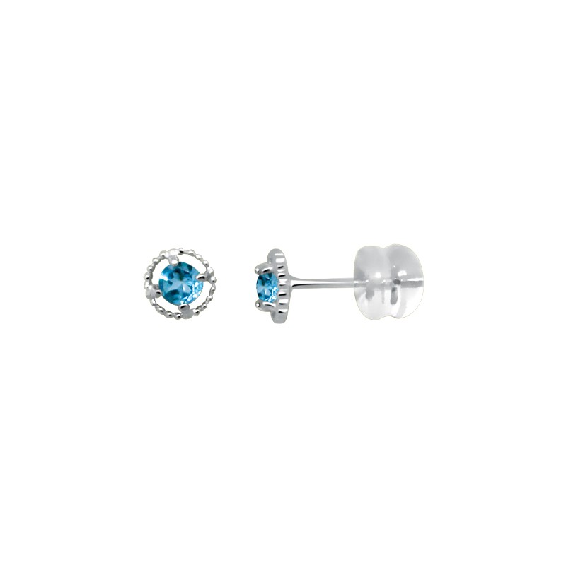 Boucles d'oreilles Carador Boutons Or blanc 375/000 et Topaze