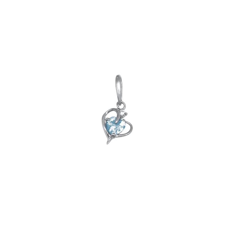 Pendentif Carador Topaze bleue clair et Or blanc 375/000