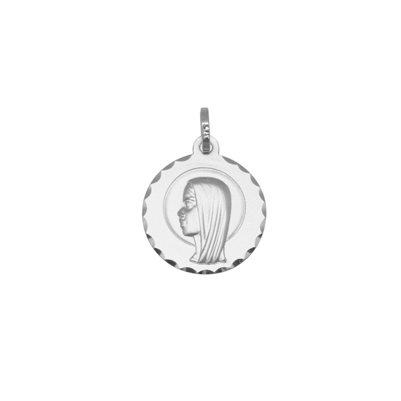 Médaille baptême Carador Or blanc 375/000 Vierge
