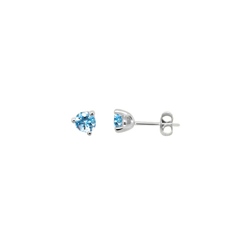 Boucles d'oreilles boutons Carador en or blanc 375/000 et Topaze