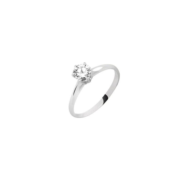 Bague Solitaire Carador or blanc 375/000 et oxyde de zirconium