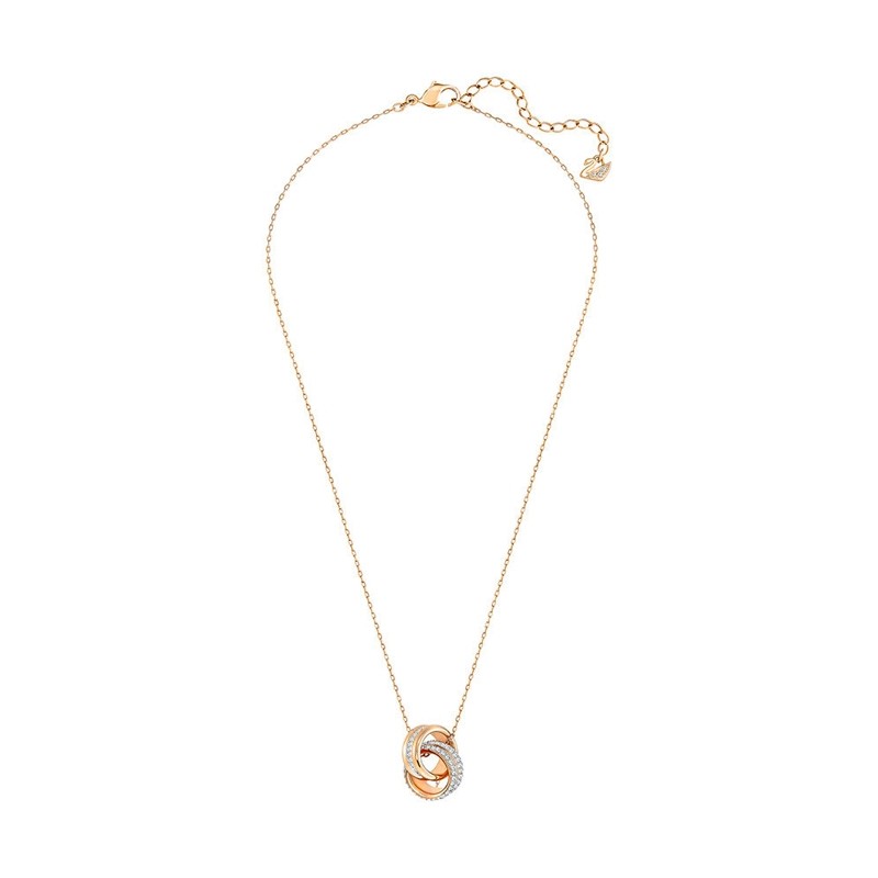 Collier Swarovski Further deux anneaux entrelacés doré rose 5240525