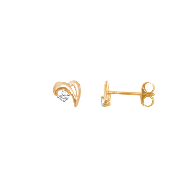 Boucles d'oreilles Carador vague or jaune 375/000 et oxyde de zirconium