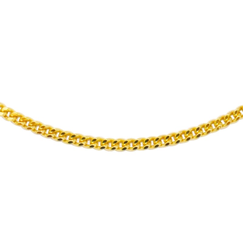 Collier Carador en or jaune 375/000 maille gourmette diamantée, 40 cm