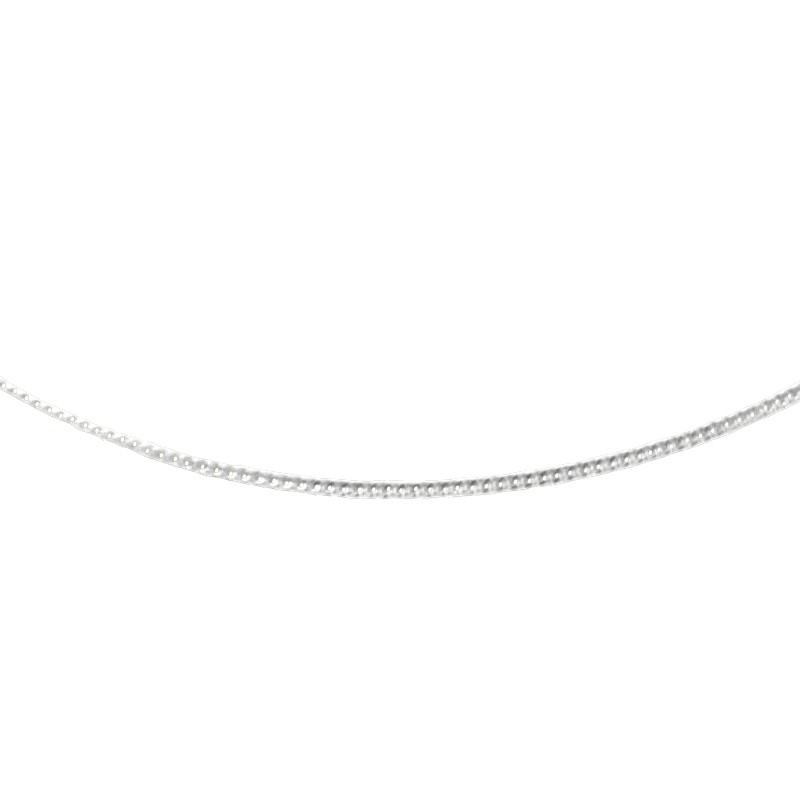 Chaine Carador en or blanc 375/000 maille gourmette diamantée, 40 cm