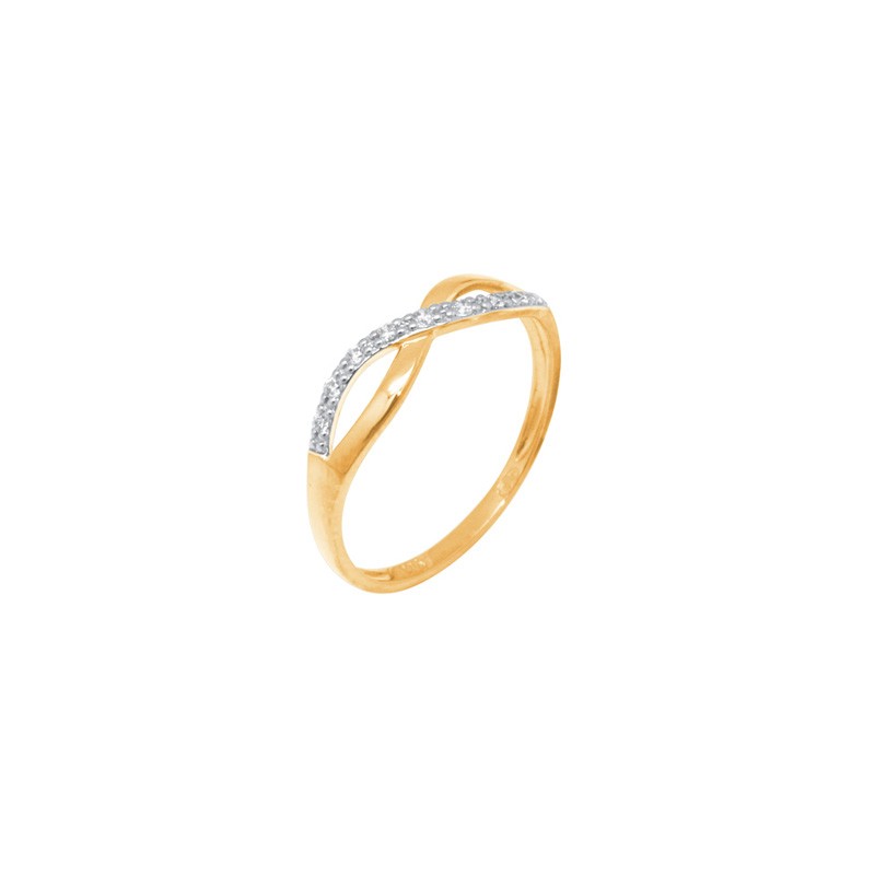 Bague Carador symbole infini or jaune 375/000 et oxydes de zirconium