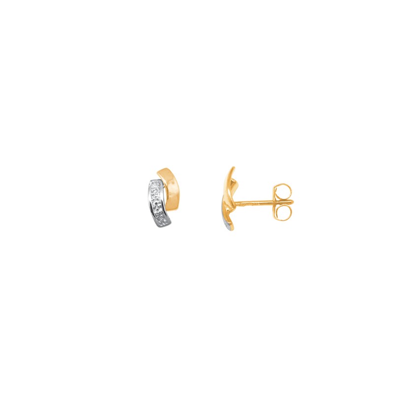 Boucles d'oreilles Carador fantaisie or jaune 375/000 et diamants 0,001 cts