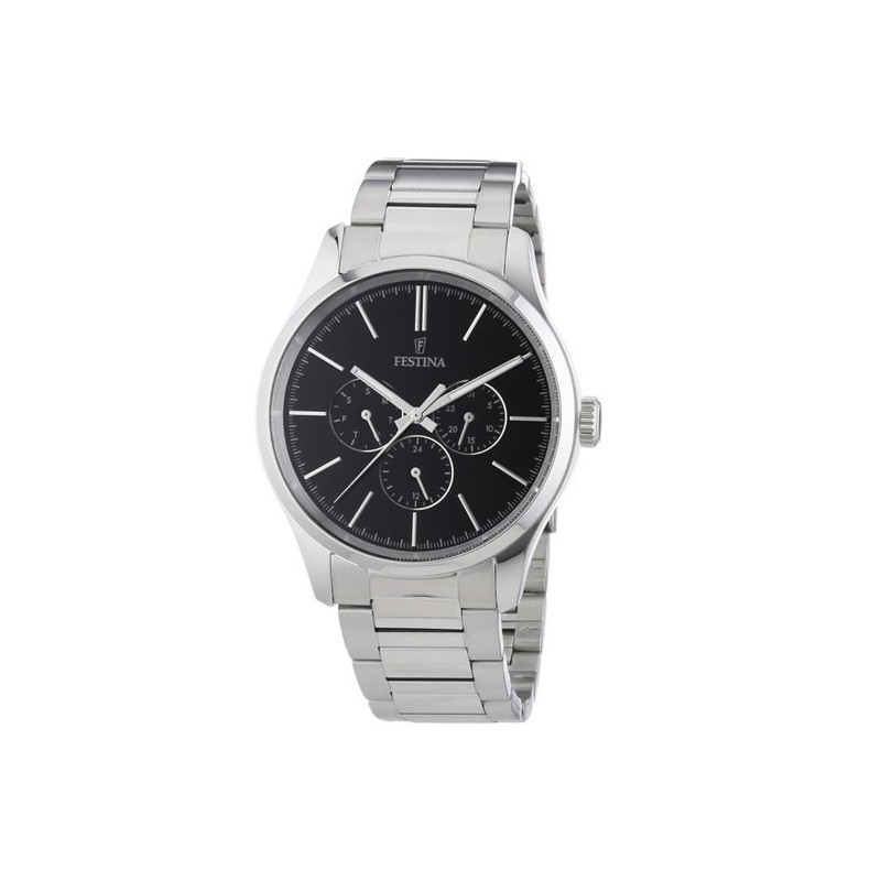 Montre Festina Elegance multifonction acier chromé, cadran noir F16810/2