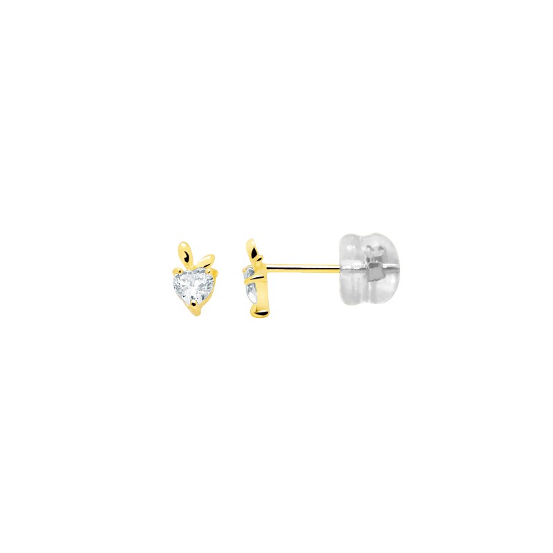 Boucles d'oreilles Carador oxyde de zirconium cœur fantaisie en or jaune 375/000
