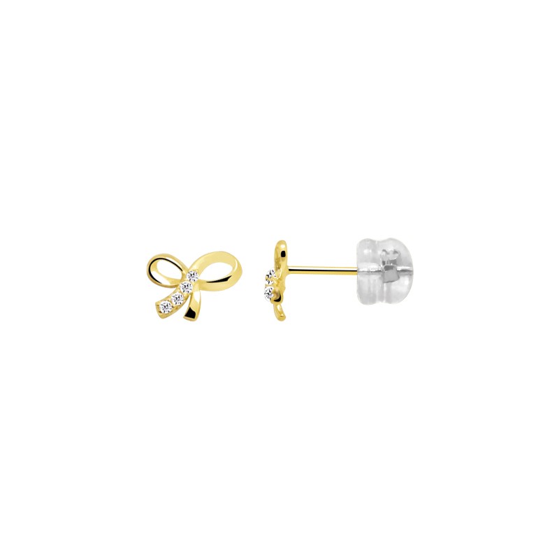 Boucles d'oreilles Carador nœud or jaune 375/000 et oxydes de zirconium
