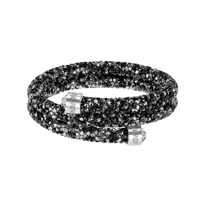 Bracelet jonc double Swarovski Crystaldust noir et gris 5237757