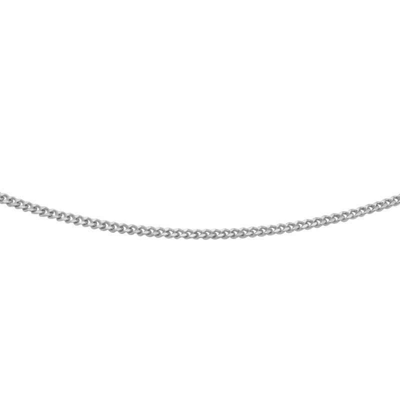 Chaine Carador maille forçat diamantée 0,09 mm en or blanc 375/000, longueur 50 mm