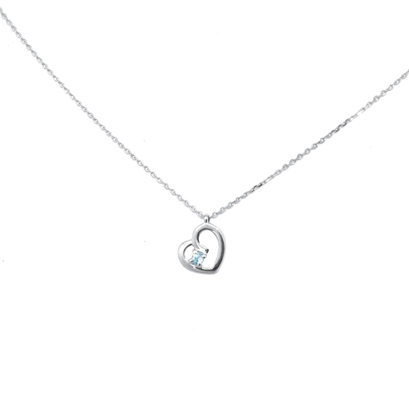 Chaine avec pendentif cœur Carador or blanc 375/000 et topaze
