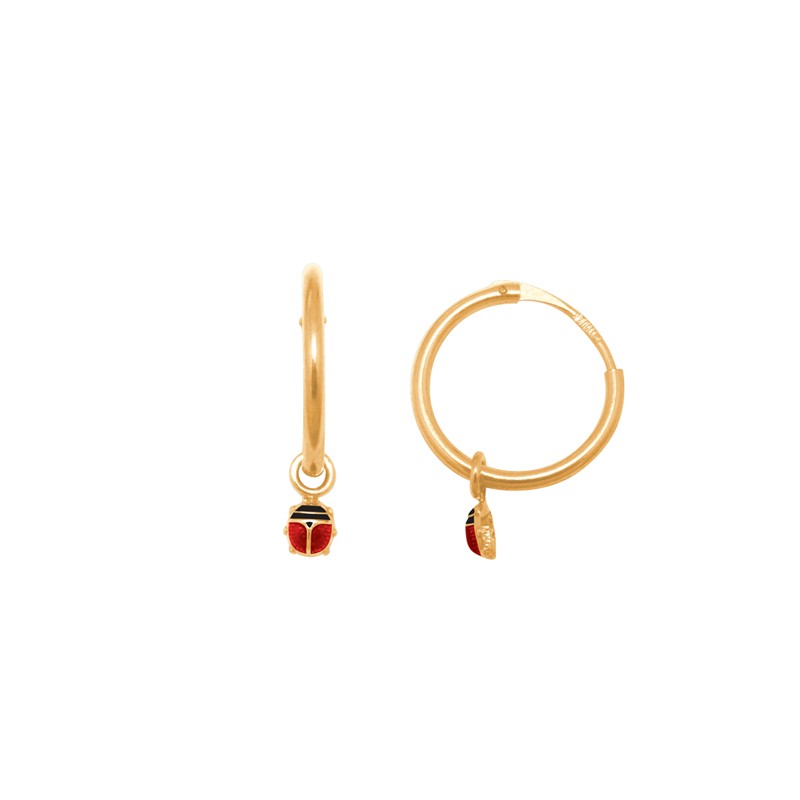 Boucles d'oreilles Carador Créoles avec coccinelle or jaune 375/000