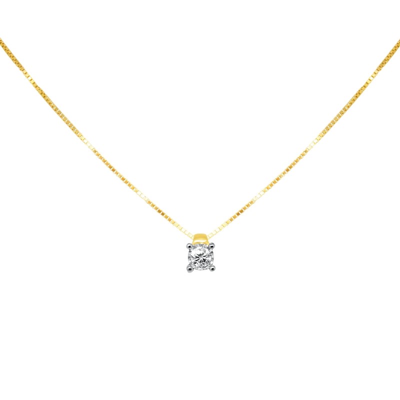 Collier Solitaire Carador Or jaune 375/000 et diamant 0,12 cts