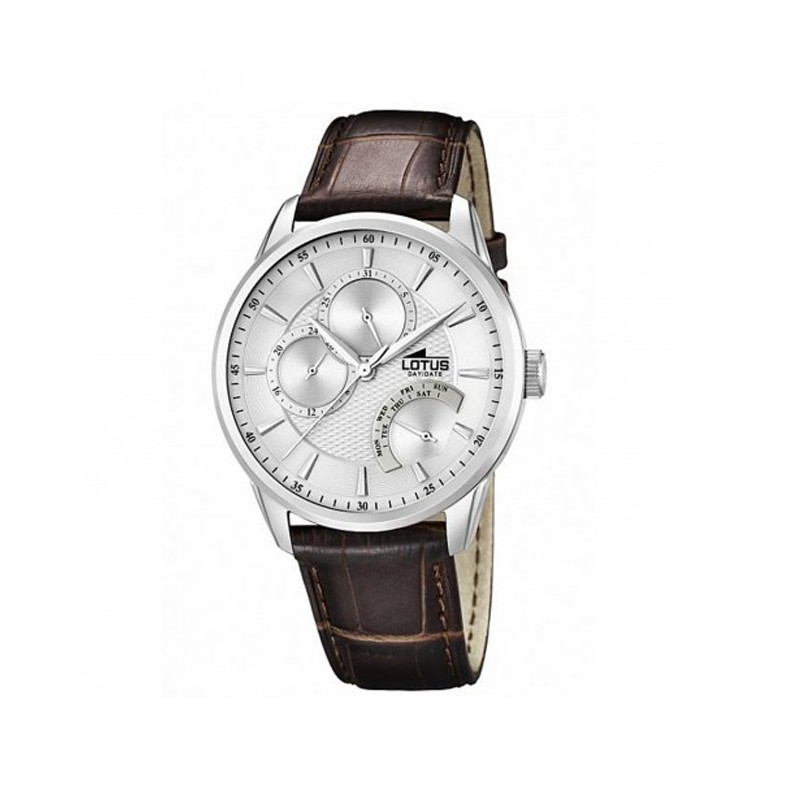 Montre homme Lotus cuir marron, cadran blanc 15974/1