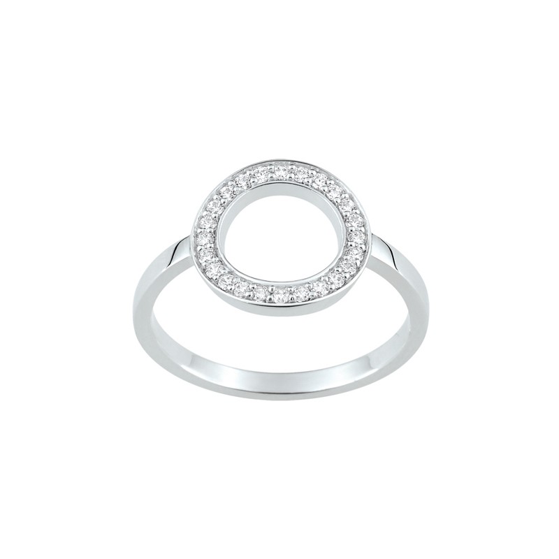 Bague EOL cercle serti oxydes de zirconium, argent 925/000