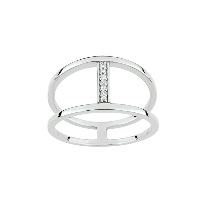 Bague EOL Minimale deux anneaux liés argent 925/000 et zircons