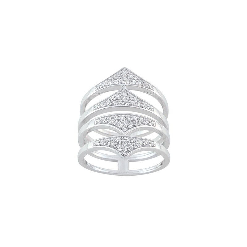 Bague multi rang EOL Rebel argent 925/000, oxydes de zirconium