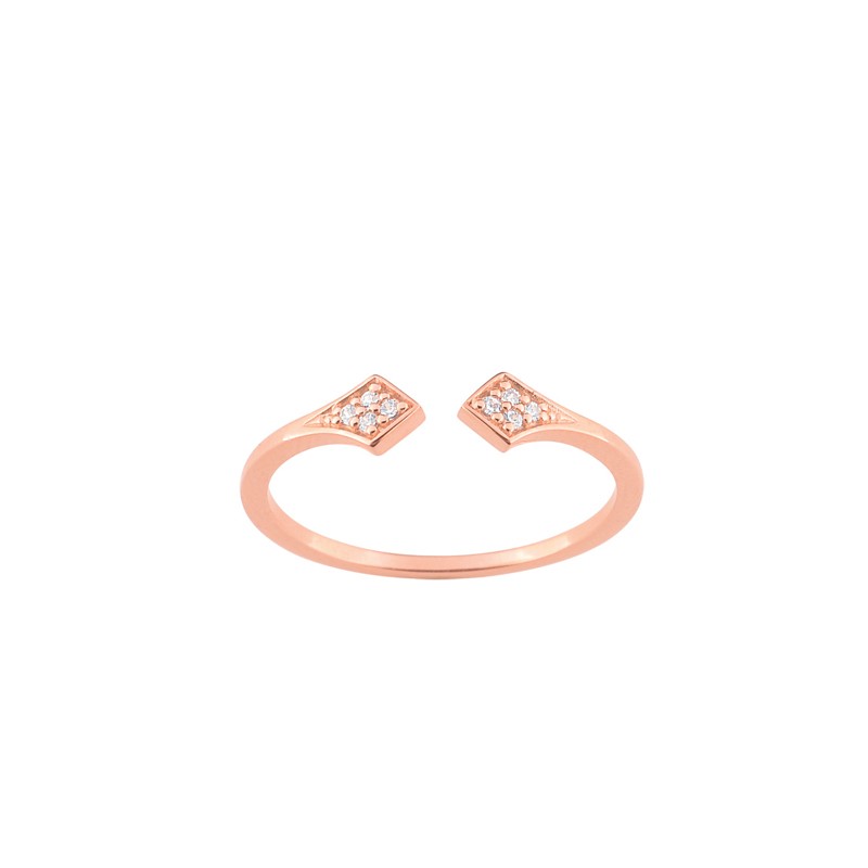 Bague ouverte EOL Rebel laiton doré rose et oxydes de zirconium