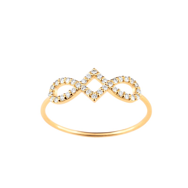 Bague LORE Harmonie or jaune 375/000, oxydes de zirconium