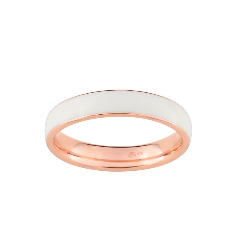 Bague LORE Confidence simple anneau or rose 375/000, laque ivoire
