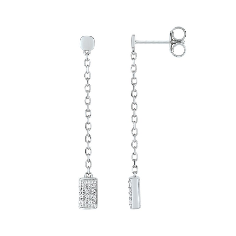 Boucles d'oreilles pendantes LORE Promesse or blanc 375/000,oxydes de zirconium