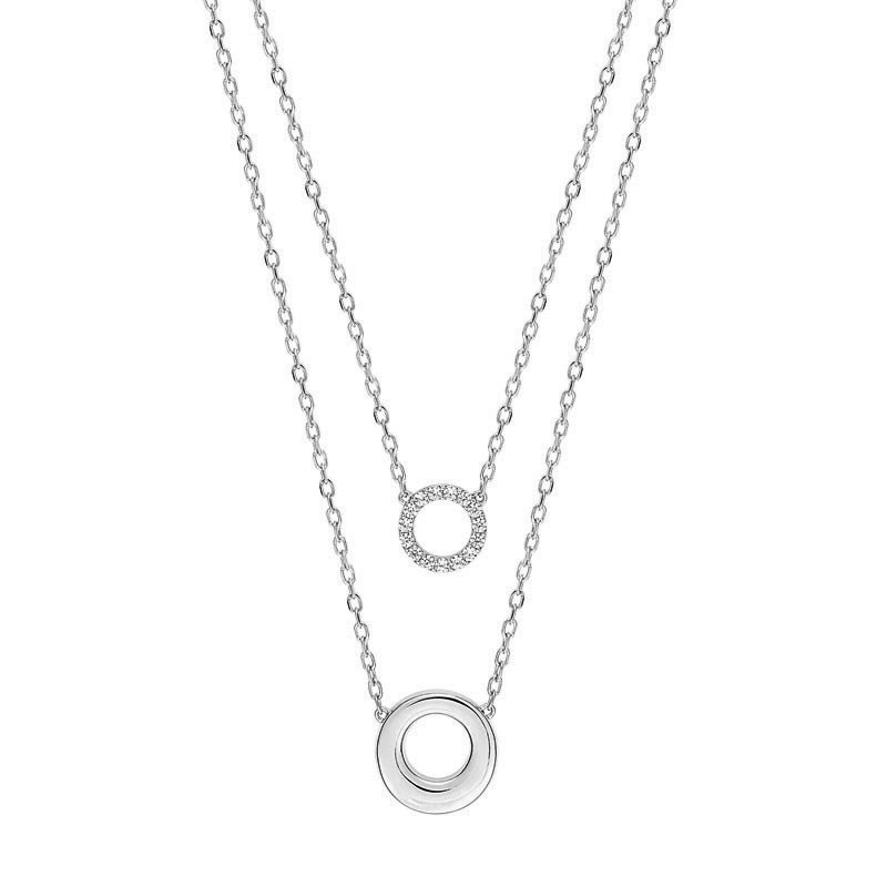 Collier double LORE Eclipse or blanc 375/000, oxydes de zirconium
