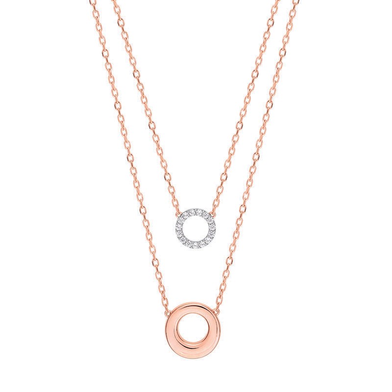 Collier double LORE Eclipse or rose 375/000, oxydes de zirconium