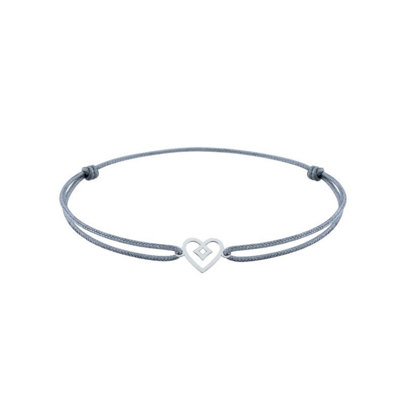 Bracelet LORE Béguin cordon gris, or blanc 375/000