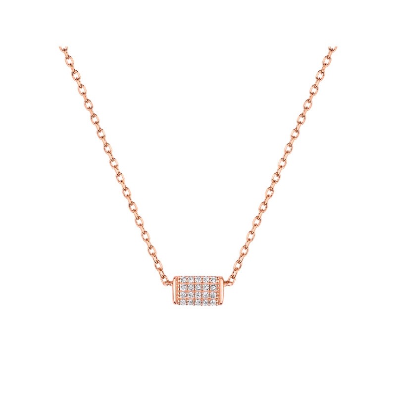 Collier LORE Promesse or rose 375/000, oxydes de zirconium