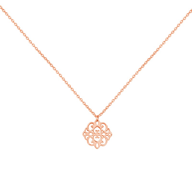 Collier Amporelle acier doré rose motif arabesque SN1658-IPR