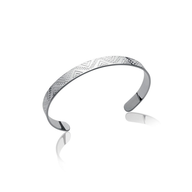 Bracelet jonc Carador large motif ethnique en argent 925/000