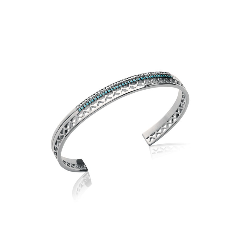 Bracelet Carador Ethnique rigide en argent 925/000 et turquoise, 6 mm
