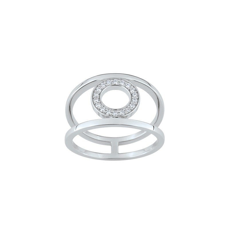 Bague double EOL New Minimale cercle serti d'oxydes de zirconium en argent 925/000