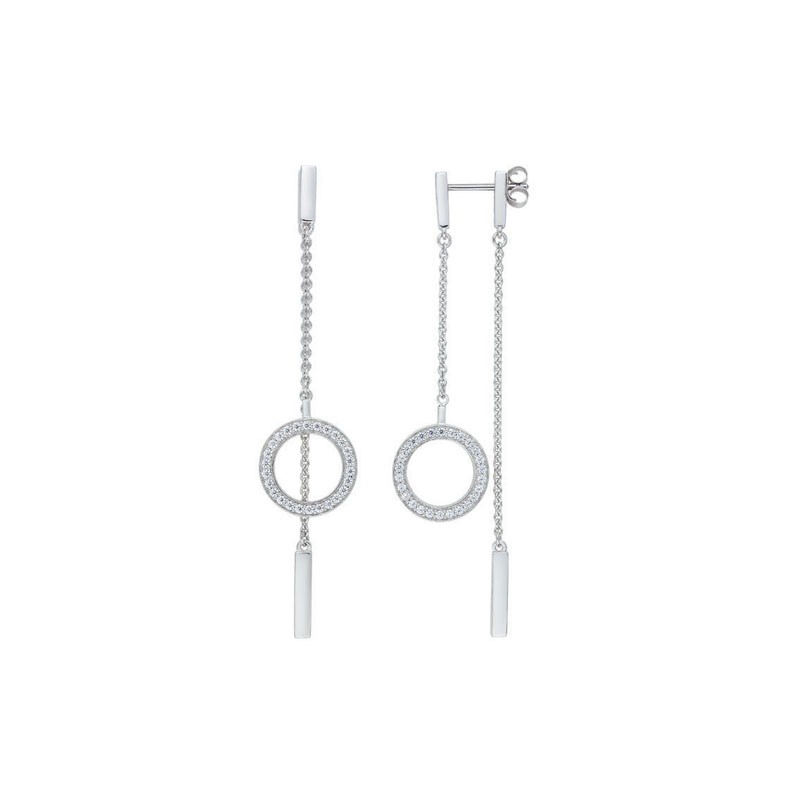 Boucles d'oreilles pendantes EOL New Minimale cercle serti d'oxydes de zirconium en argent 925/000