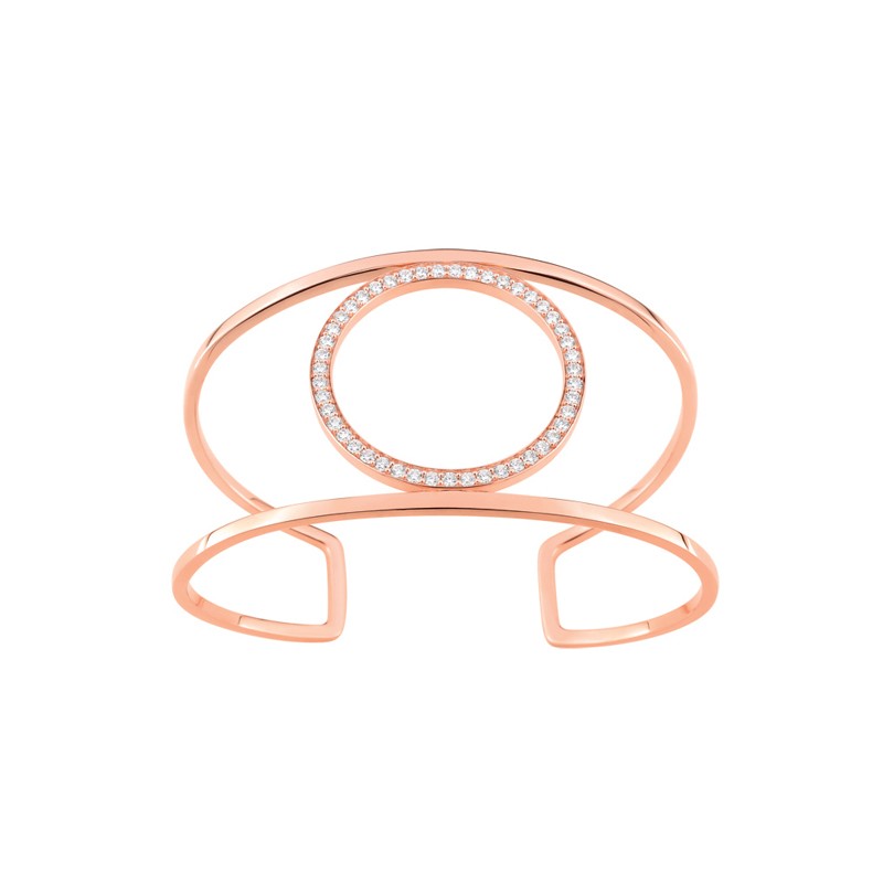 Bracelet EOL New Minimale jonc double cercle serti d'oxydes de zirconium en plaqué or rose