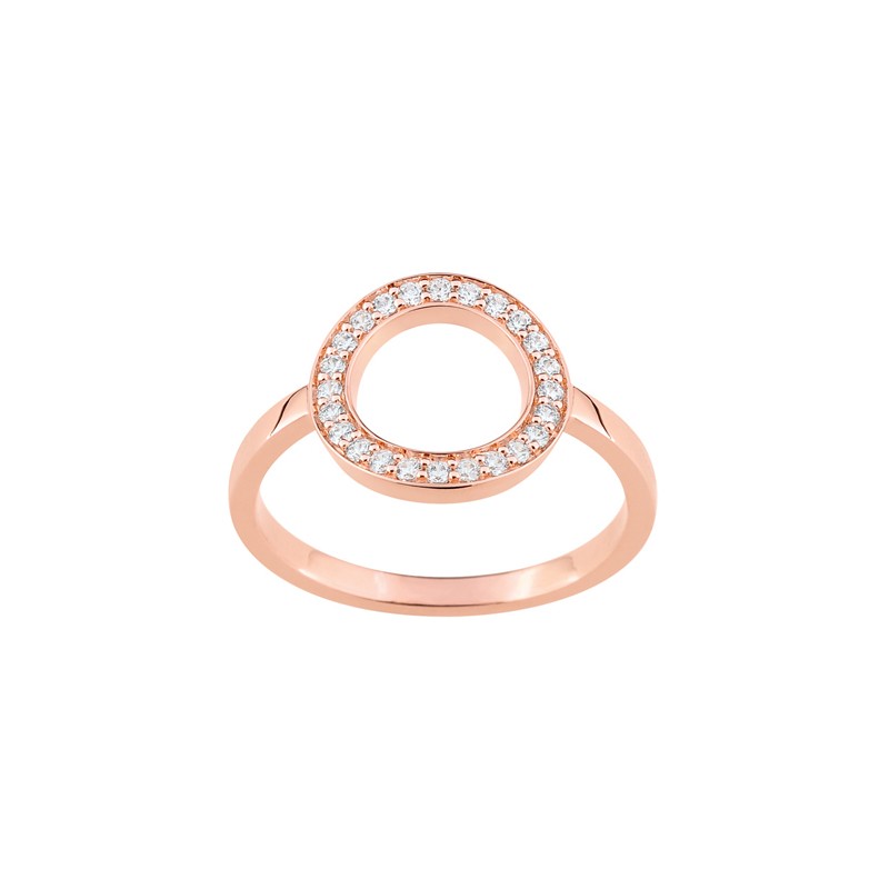 Bague EOL New Minimale cercle serti d'oxydes de zirconium en palqué or rose